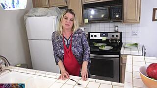 I milked my stepson in the kichen before his date