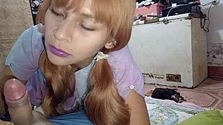 innocent latina tricked to suck cock and ride it. what a big ass, eat it all bitch.