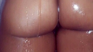 beautiful wife enjoys a relaxing bath in homemade video