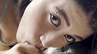 Blowjob For The Cuckold With Cum In Mouth!