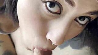 Blowjob For The Cuckold With Cum In Mouth!