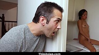 asian babe caught with huge dildo - thinasian