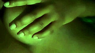 Licking my nipples feels so good at night.