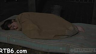 Hot serf feels intense pleasure from oral stimulation leading to orgasm.