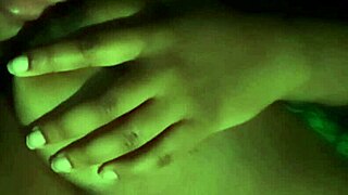 Licking my nipples feels so good at night.