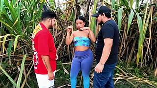 Outdoor threesome by the road we found a young 18+ slut running down the street in a public park and invited her over for a fuck would you have fucked her too