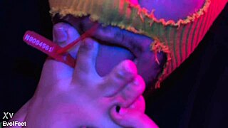 bound foot worship and tickling with big tits and deepthroat domination