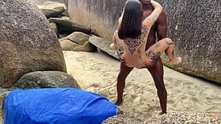 that fat african bbc is fucking those big tits young girls' pussies and asses on the beach