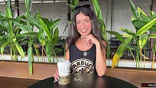 crazy cumwalk in starbucks blowjob in public toilet