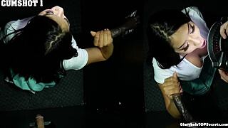 sami gets cumshot in mouth and on face at gloryhole, swallows it all