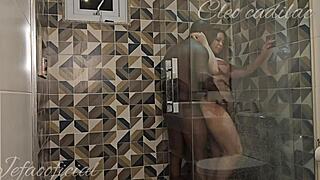 Cleo Cadillac Fucked By Bodybuilder Friend In Bathroom