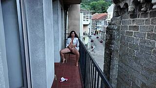 risky balcony masturbation feels so good