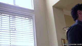 hey, check out this wild bondage session where a sex trafficker dominates a tied-up skinny blonde with huge tits 😏