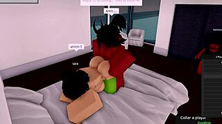 Demon intensely fucks eager Roblox slut with massive cock while her girlfriend watches the cheating action unfold