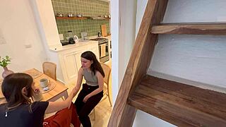 Camera captures a wife being unfaithful with her best friend's partner in a sensual lesbian encounter filled with kissing, fingering, and female ejaculation moments.