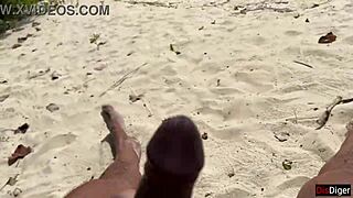 Risky Public Beach Dick Flash To Stepmom And Stepdaughter Ends In Cum On Face