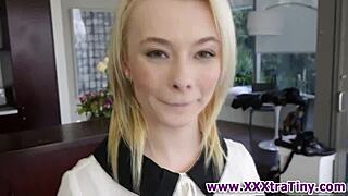 hey there, this tiny blonde is all about sucking on that massive cock in high def 😏