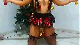 this bound whore gets tied up as a slave for christmas, facing humiliation with choking and gagging in amateur bdsm action