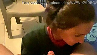 Quick hotel blowjob from my wife with cum in mouth outdoors on holiday 😏🍆💦