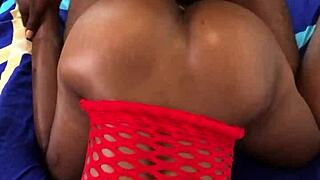 hot black babe moans passionately while getting fucked doggystyle by big black cock in homemade quickie.