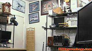 bigtitted pawnshop amateur in spex gets fucked by guy on hidden cam for facial close up