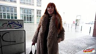 German scout picks up skinny tall redhead girl Soley Summer for her first time rough porn casting with squirting orgasm