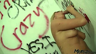 blonde amateur deepthroats and sucks cock through gloryhole for sloppy wet orgasm 🍆💦