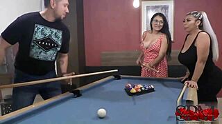 latina subtly enjoys intense blowjob with cougar licking big ass and tits