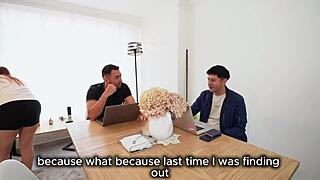 omg this employee tricks two students into pounding her wet pussy with their huge cocks 😈🍆🍑