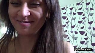 This glamorous Czech babe gets seduced in the mall, then strips and gives a huge blowjob in POV.