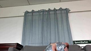 pretty mature housewife in bondage workout with exhausting squat predicament and anus tape