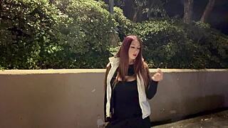 Curvy Italian milf with big tits enjoys a late night smoke session solo