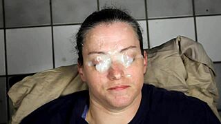 Hey, check out this massive homemade facial that blasts cum right into her eyes with dirty talk