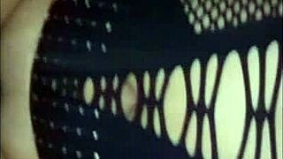 uh, my wife in sexy lingerie gets cum inside with couple amateurs milking big tits and boobs action