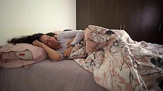 my best friend feels sad, so we snuggle close in bed and explore our desires together.