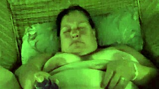 i feel so naughty playing with my hairy bbw pussy using a vibrator at the campsite, those big tits bouncing