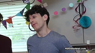 Slutty Latina milf celebrates birthday with wild anal gangbang and monster cocks pounding her ass.