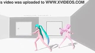 Hatsune Miku and Luka dance fully nude