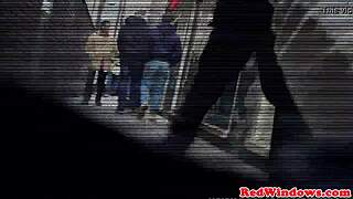 Whoa, stockinged dutch hooker gets her pussy pounded hard in reality close-up action!