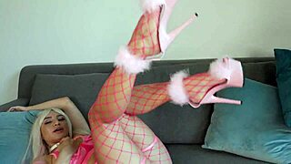 barbie gets off fingering and using a dildo up close