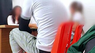 Mexican Teacher Roleplay with Nerd Student in Classroom Leg Action