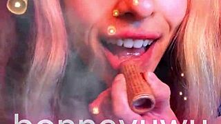 What happens when cute petite Argentinian in white skirt and pigtails dances seductively