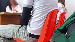 Mexican Teacher Roleplay with Nerd Student in Classroom Leg Action