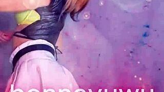 What happens when cute petite Argentinian in white skirt and pigtails dances seductively