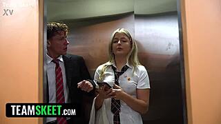 i'm trapped in elevator with horny guy turning me into his personal plaything with deepthroat and facial