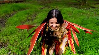 Lily thot submits to extreme bondage and domination as she crawls in the mud for rough outdoor anal spanking