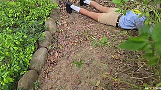 i explore emma anturins pretty wet pussy while camping in cosplay uniform with blowjob and riding