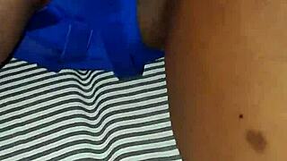 Heading to bed in blue lingerie for some solo fingering fun 😘