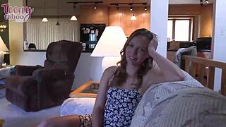 In a quickie session, nasty Stella Sedona lets Seth fill her juicy college pussy with a creampie after intense fucking.