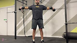 Personal trainer couldnt resist and fucked me in the gym bathroom